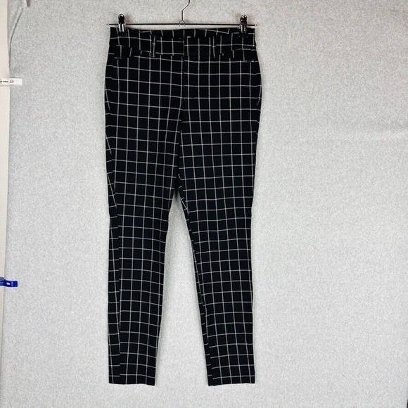 Old Navy Womans Sz 6 Pixie Pants Window Pane Skinny Black White Stretch - Picture 2 of 8